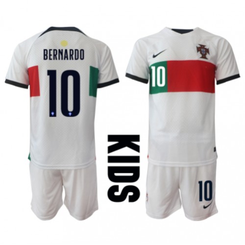 Portugal Bernardo Silva #10 Bortaställ Barn VM 2022 Kortärmad (+ Korta byxor)